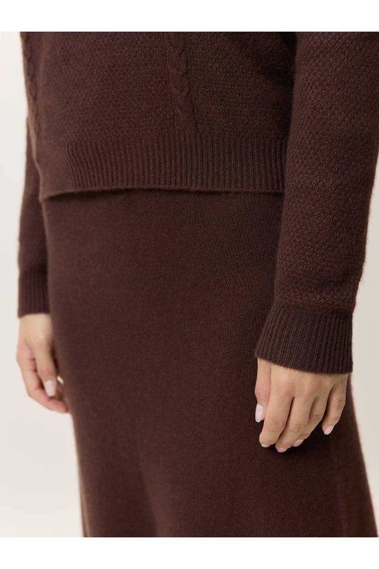 Cropped Crewneck Cashmere Sweater, Alternate, color, cocoa