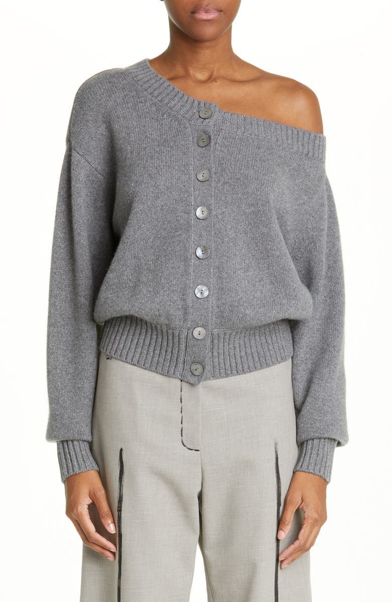 Interior Agnes One-Shoulder Cashmere Cardigan, Main, color, 