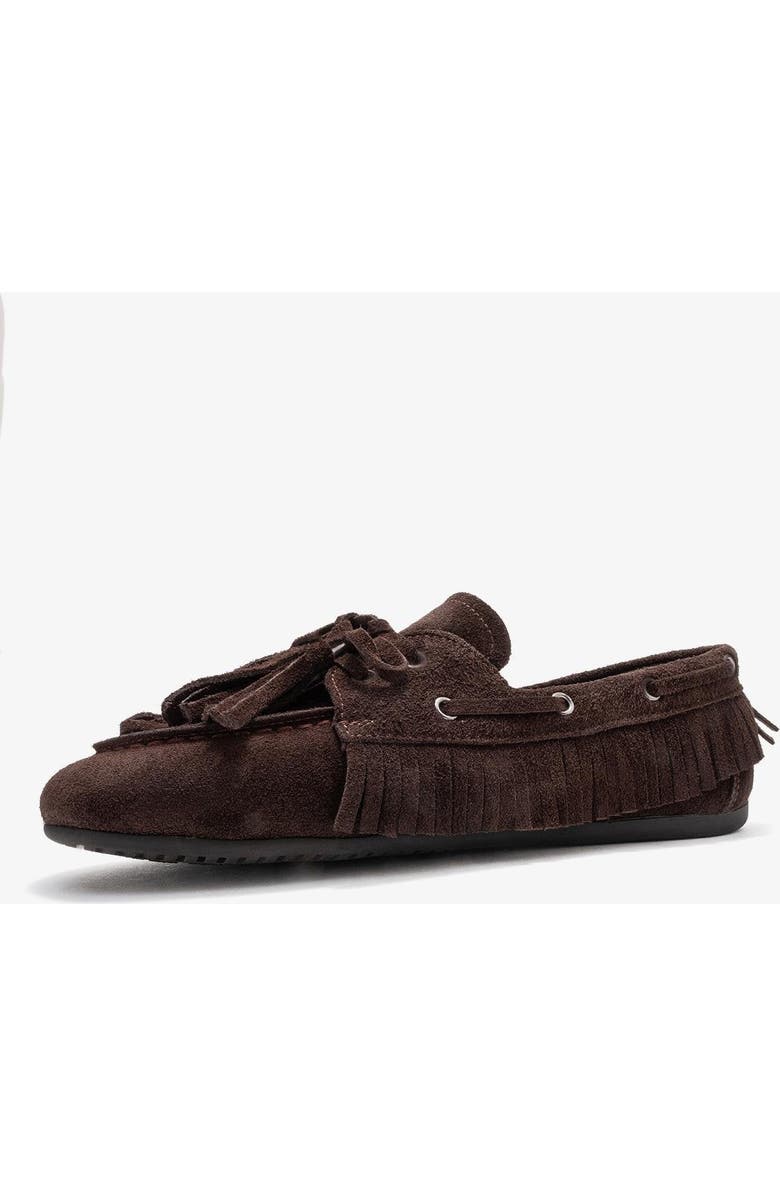 Forever & Always Shoes Fenora Leather Tassel Loafer, Alternate, color, Brown Suede Leather