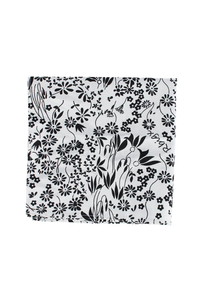 Ezra'a Stately Floral 3 Pack Cotton Handkerchiefs, Alternate, color, Black, White, Navy Blue
