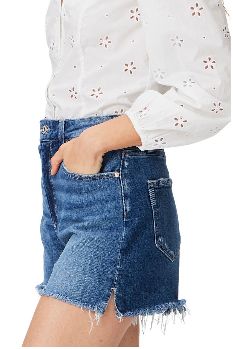 Dani Frayed High Waist Denim Shorts, Alternate, color, ANTIBES