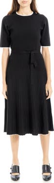 MAX STUDIO Pleated Short Sleeve Sweater Dress