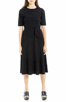 Pleated Short Sleeve Sweater Dress