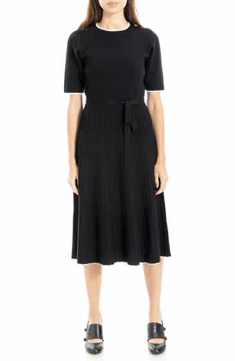 Pleated Short Sleeve Sweater Dress