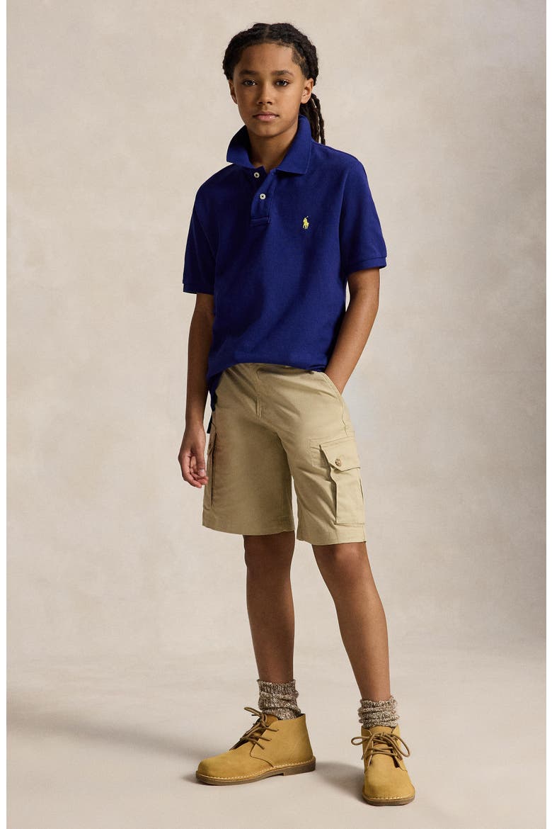 Kids' Solid Cotton Piqué Knit Polo, Alternate, color, BLUE