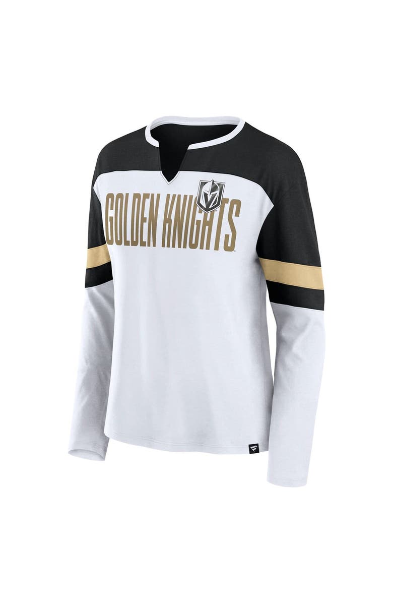 FANATICS Women's Fanatics White/Black Vegas Golden Knights Frozen Long Sleeve Notch Neck T-Shirt, Alternate, color, White