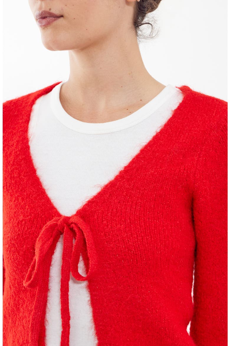 Tie Front Cardigan, Alternate, color, RED