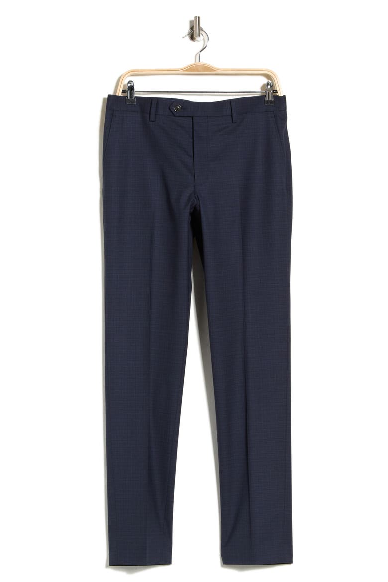 Flat Front Stretch Wool Blend Suit Trousers, Alternate, color, BLUE