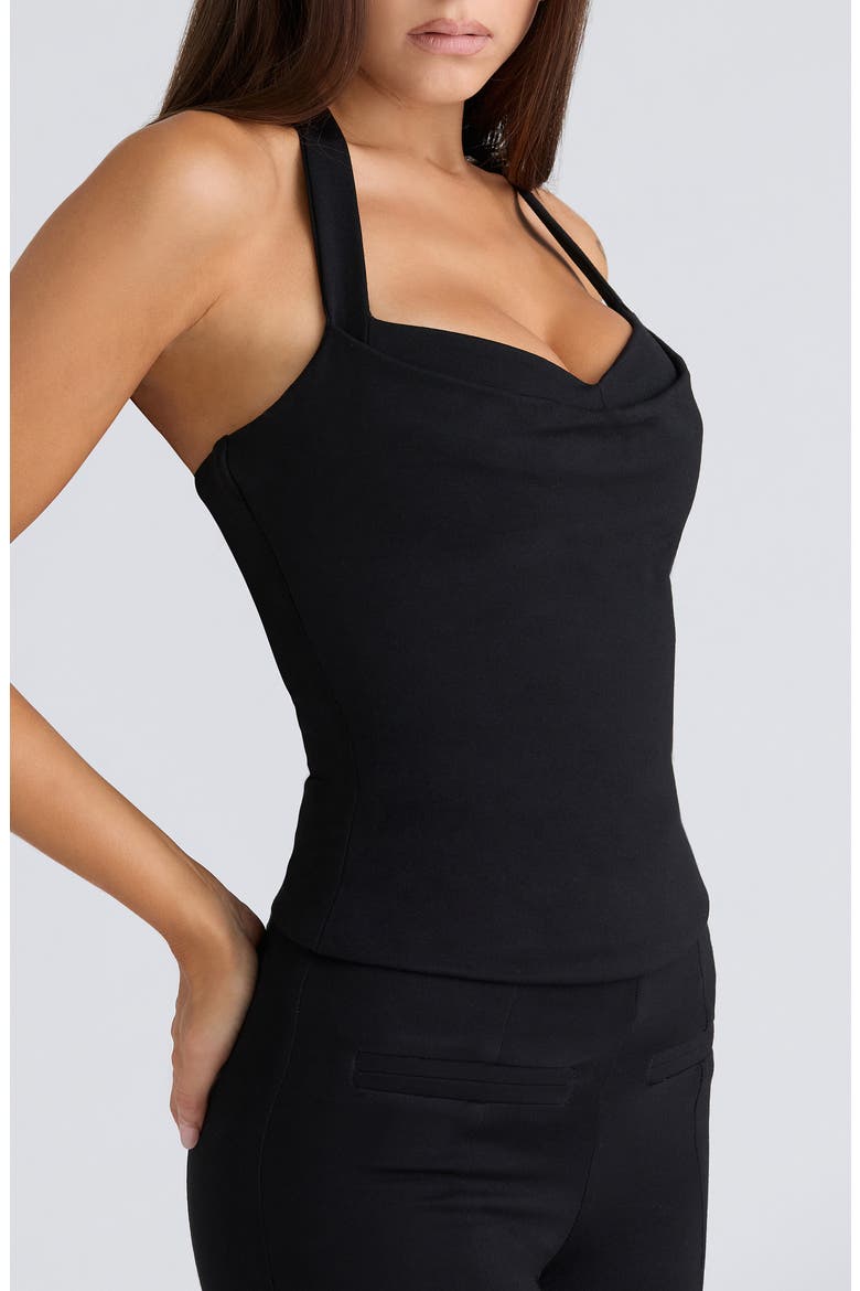 The Peekaboo Halter Corset Top, Alternate, color, BLACK