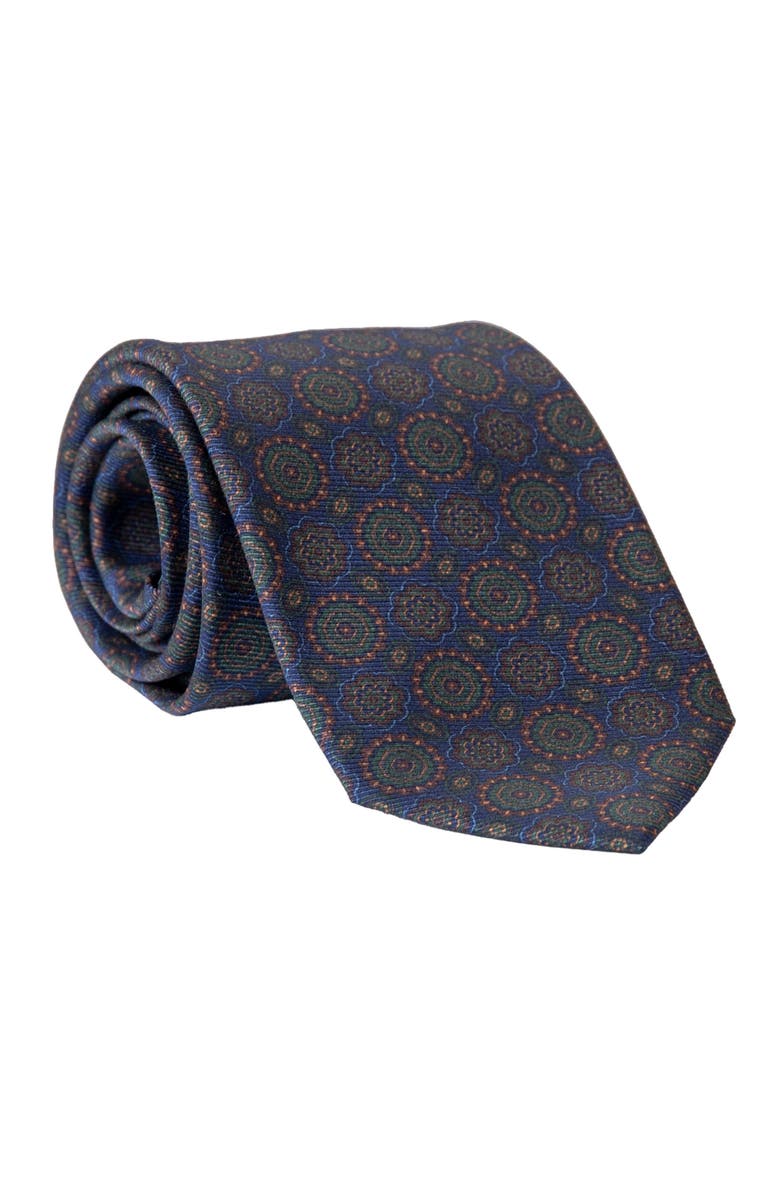 Elizabetta Moretti - Printed Silk Tie for Men, Main, color, Navy And Green