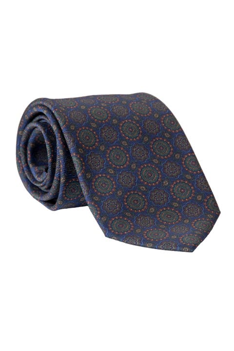 Moretti - Extra Long Printed Silk Tie for Men