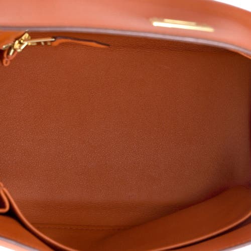 Pre-owned Hermes Hermes Kelly Handbag Orange Swift With Gold Hardware 25 In Brown