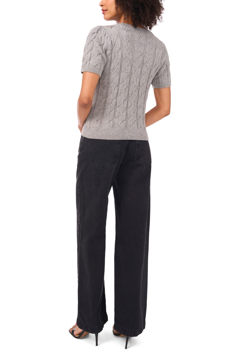 1.STATE Cable Knit Puff Sleeve Sweater, Alternate, color, Heathered Grey