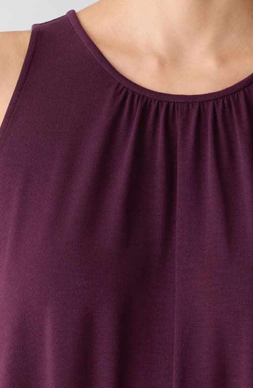 Eileen Fisher Fine Jersey Round Neck Tank Dress In Brown