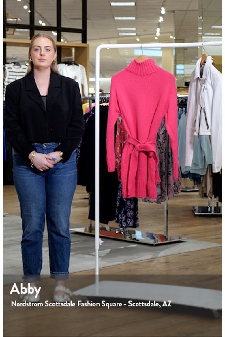 Tie Belt Long Sleeve Sweater Minidress video