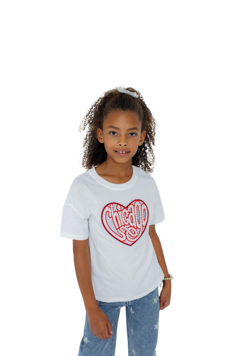 Lola + The Boys Chicago Sparkle Heart Sweatshirt, Alternate, color, 