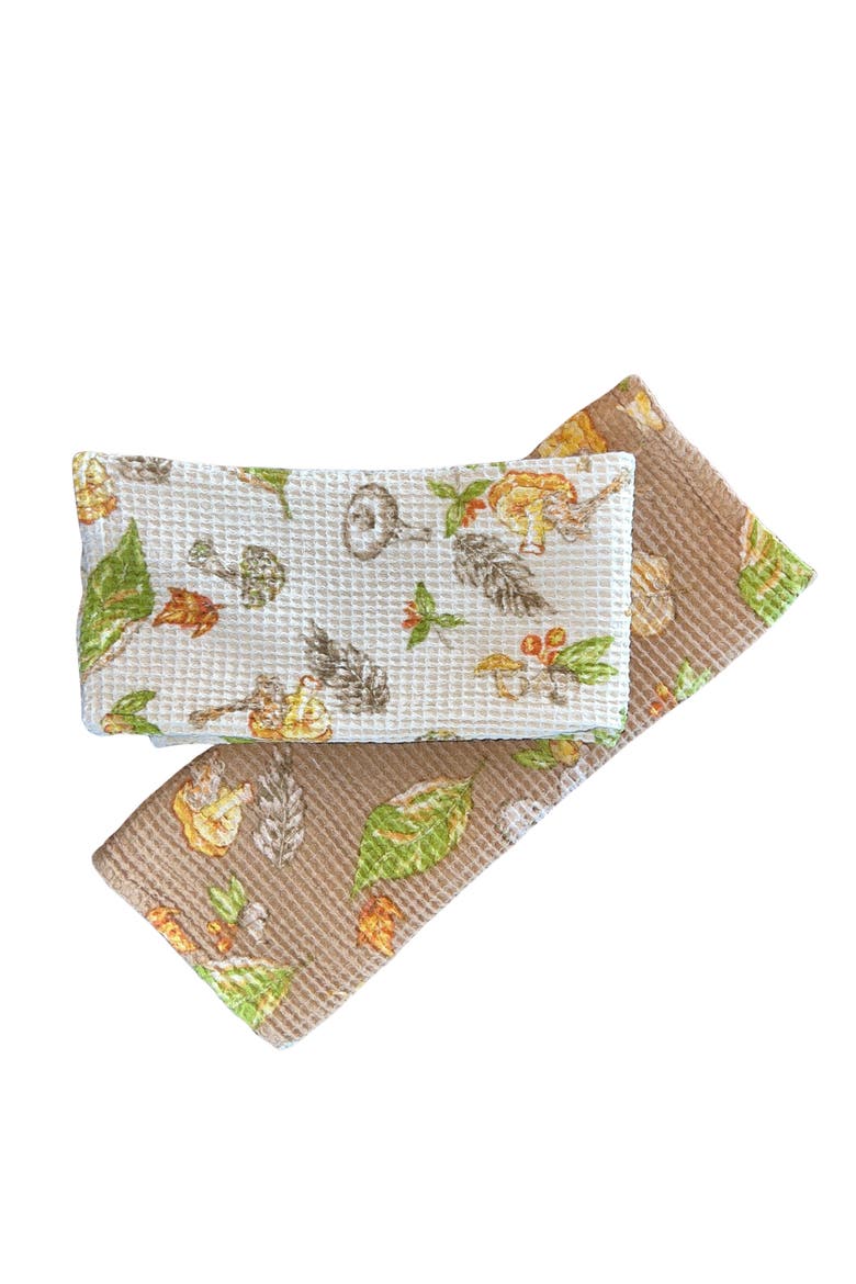Mushroom Tea Towels, Set of 2, Main, color, Cream