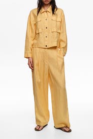 Bimba y Lola Linen Darted Straight-Fit Trousers
