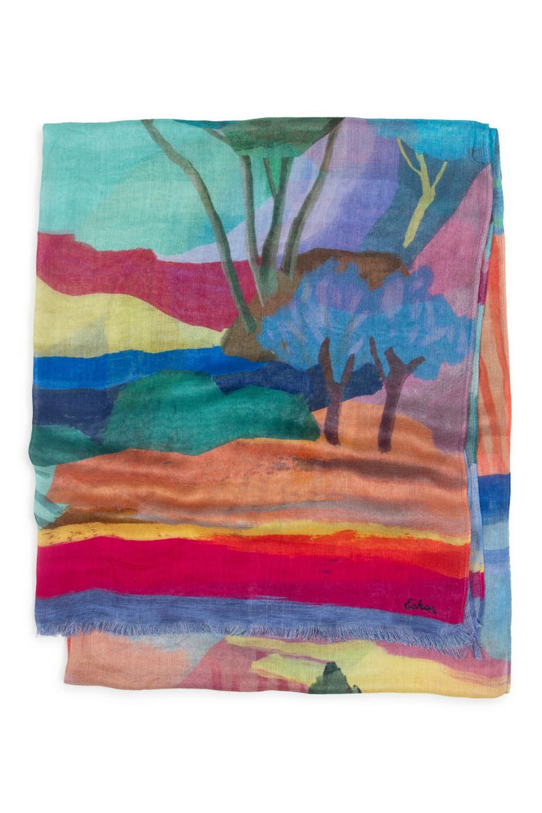 Painterly Landscape Wrap, Main, color, Multi