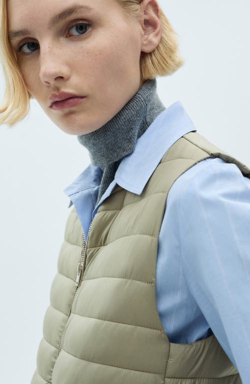Mango Water Repellent Channel Quilted Vest In Pastel Green