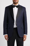 Heritage Gold Regular Fit Navy Geometric Jacquard Wool & Silk Dinner Jacket