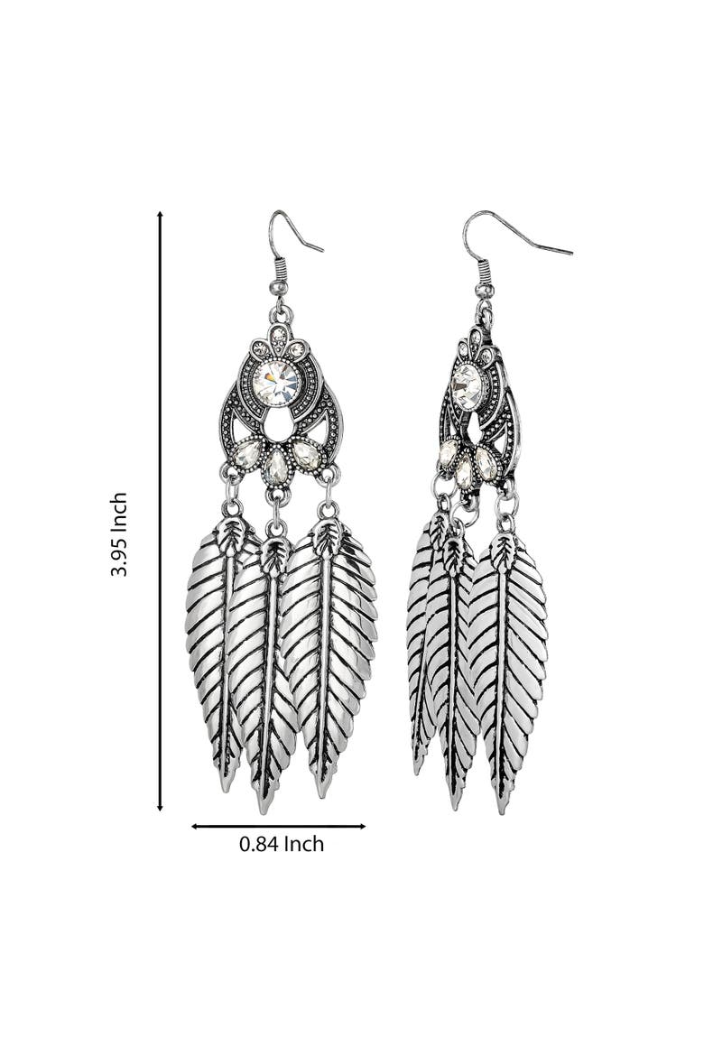 Crystal Leaf Drop Statement Earrings, Alternate, color, Silver