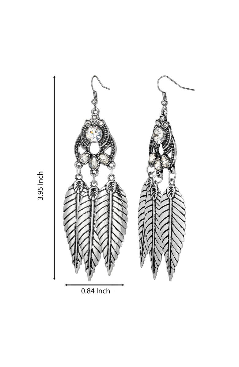 Jessica Simpson Crystal Leaf Drop Statement Earrings, Alternate, color, Silver