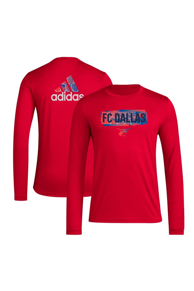 Men's adidas Red FC Dallas Local Pop AEROREADY Long Sleeve T-Shirt, Main, color, Red
