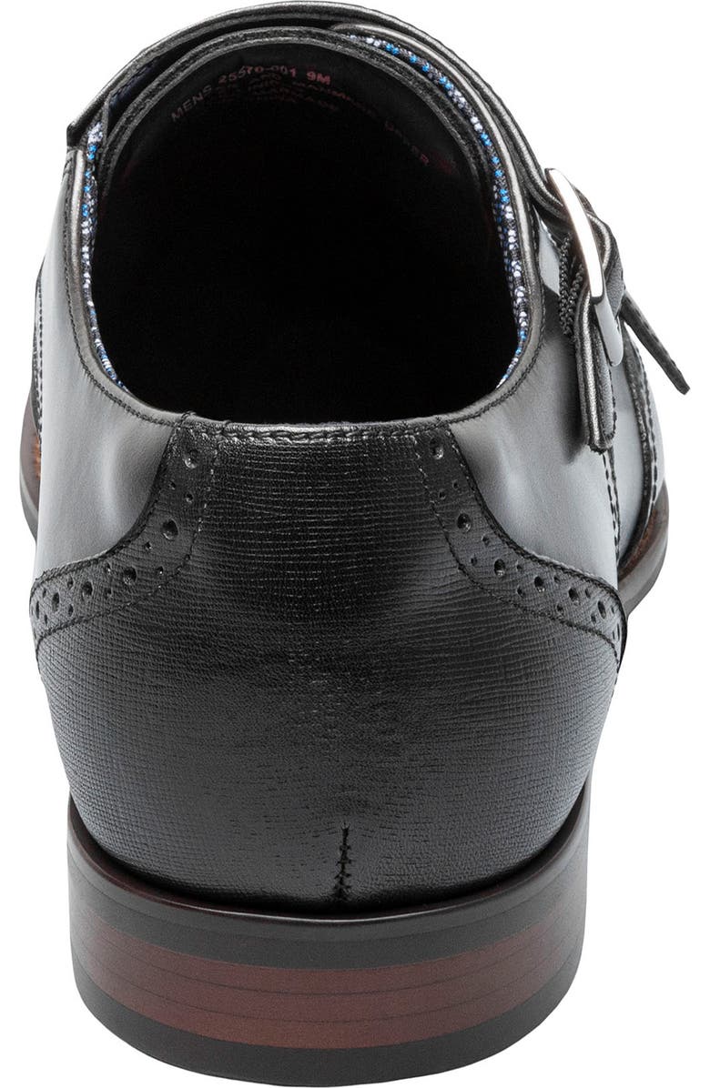 Stacy Adams Karson Wingtip Double Monk Strap Shoe, Alternate, color, Black