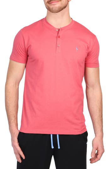Tailorbyrd Henley Lounge T-shirt In Sunwashed Red