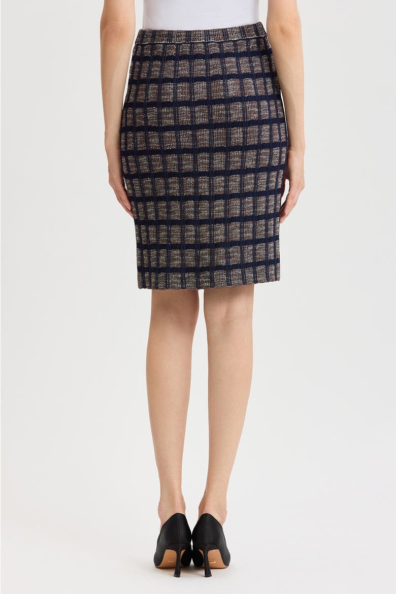 Checkered Knit Straight Skirt, Alternate, color, Indigo/Warm Taupe/Almond