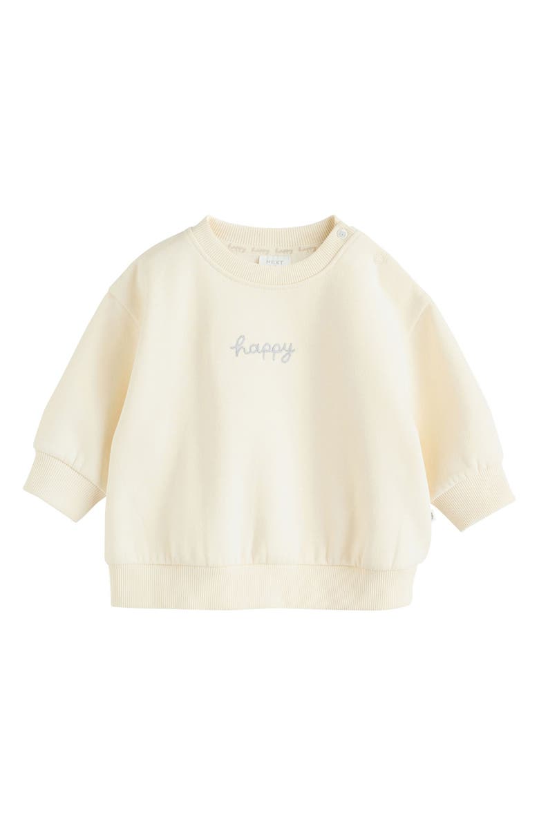 NEXT Happy Sweatshirt & Rib Leggings Set, Alternate, color, Neutral