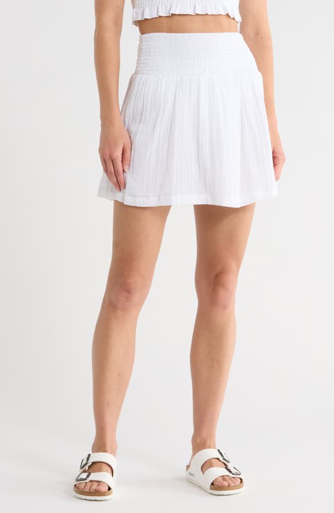 Costa Organic Cotton Smocked Cover-Up Miniskirt