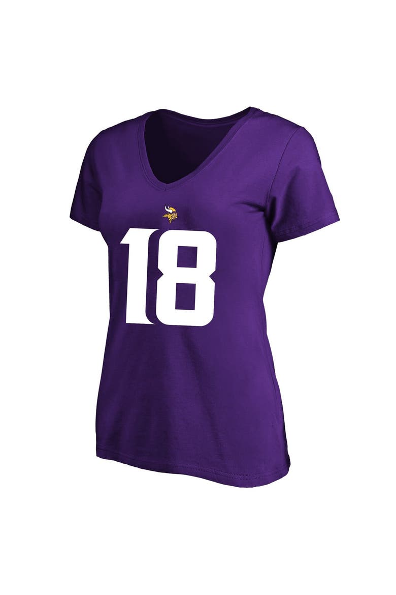 Women's Justin Jefferson Purple Minnesota Vikings Plus Size Fair Catch Name & Number V-Neck T-Shirt, Alternate, color, Purple