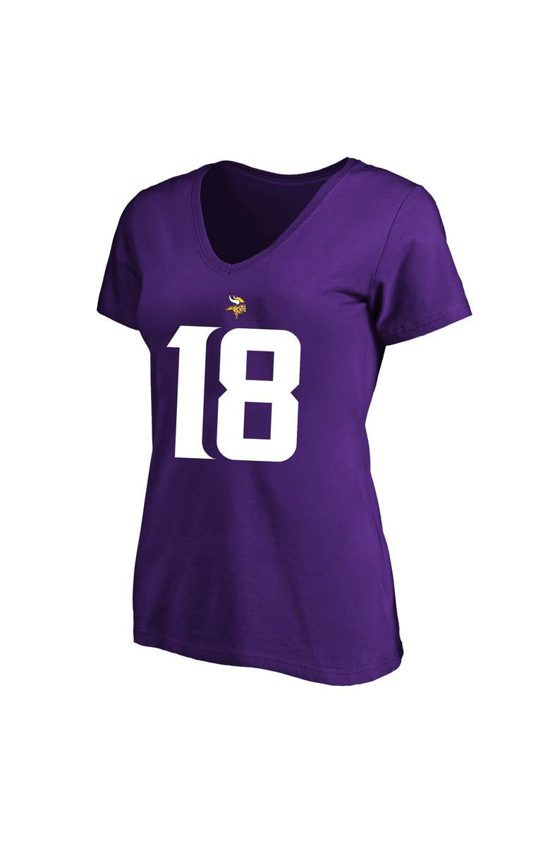 FANATICS Women's Justin Jefferson Purple Minnesota Vikings Plus Size Fair Catch Name & Number V-Neck T-Shirt, Alternate, color,
