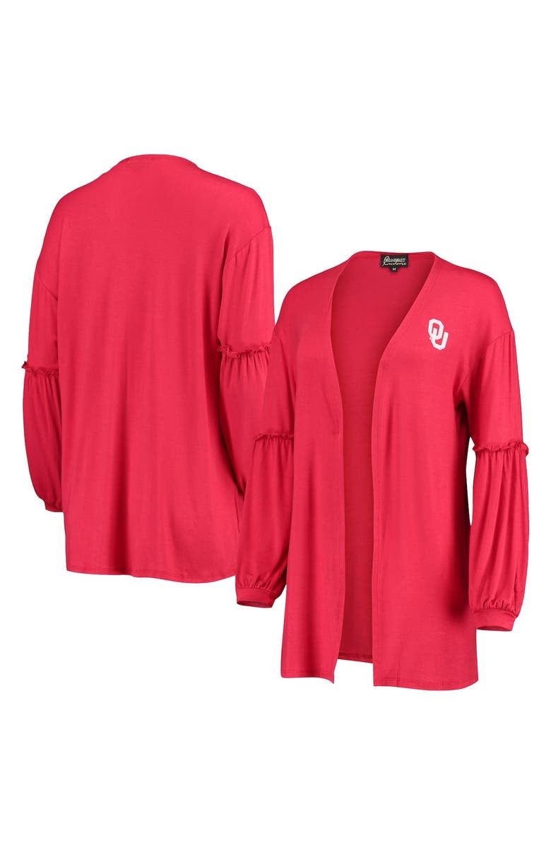 GAMEDAY COUTURE Women's Crimson Oklahoma Sooners Offset Bubble Sleeve Cardigan, Main, color, 