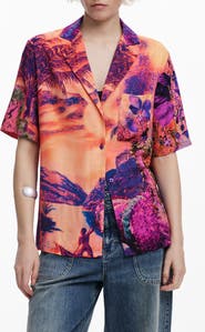 Desigual Tropical Print Camp Shirt
