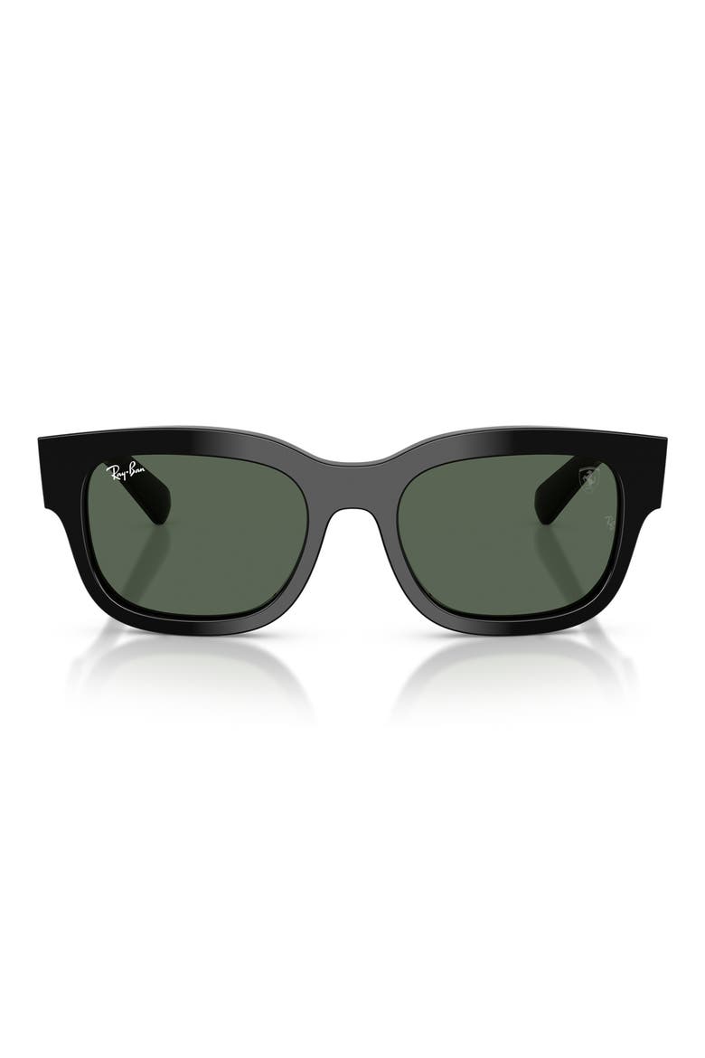 53mm Ferrari Square Sunglasses, Main, color, BLACK / DARK GREEN