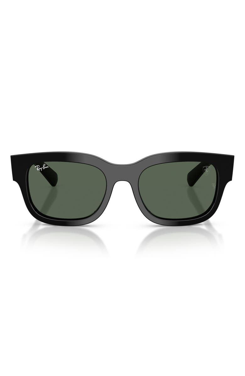 Ray-Ban 53mm Ferrari Square Sunglasses, Main, color, Black / Dark Green