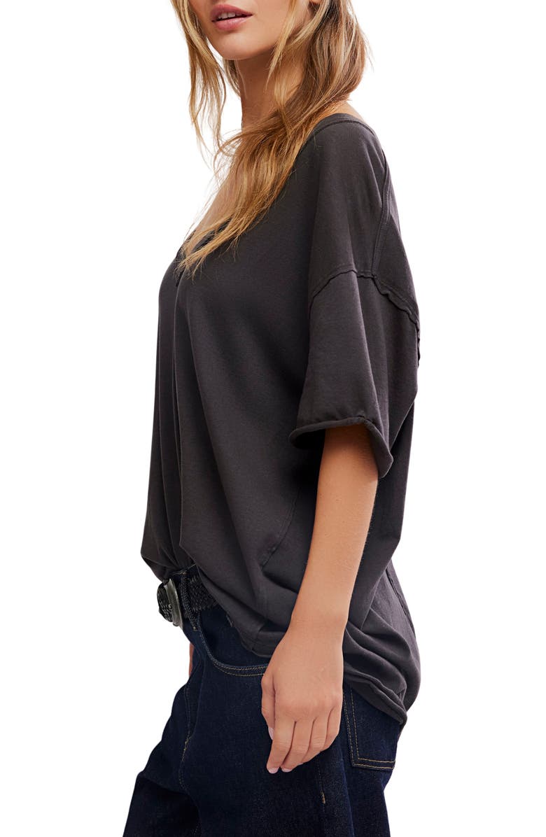 Free People Nina V-Neck Cotton T-Shirt, Alternate, color, Black