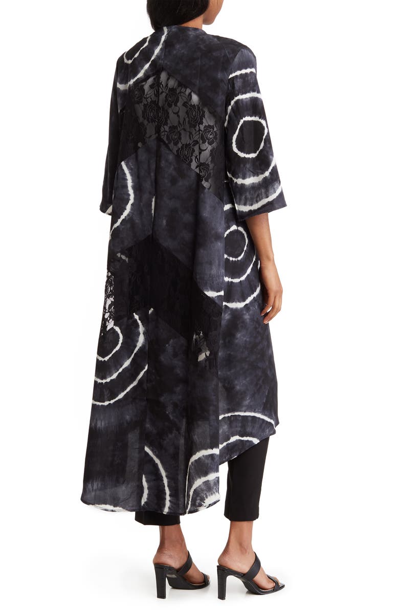 Forgotten Grace Woven Tie Dye Lace Panel Duster, Alternate, color, Black
