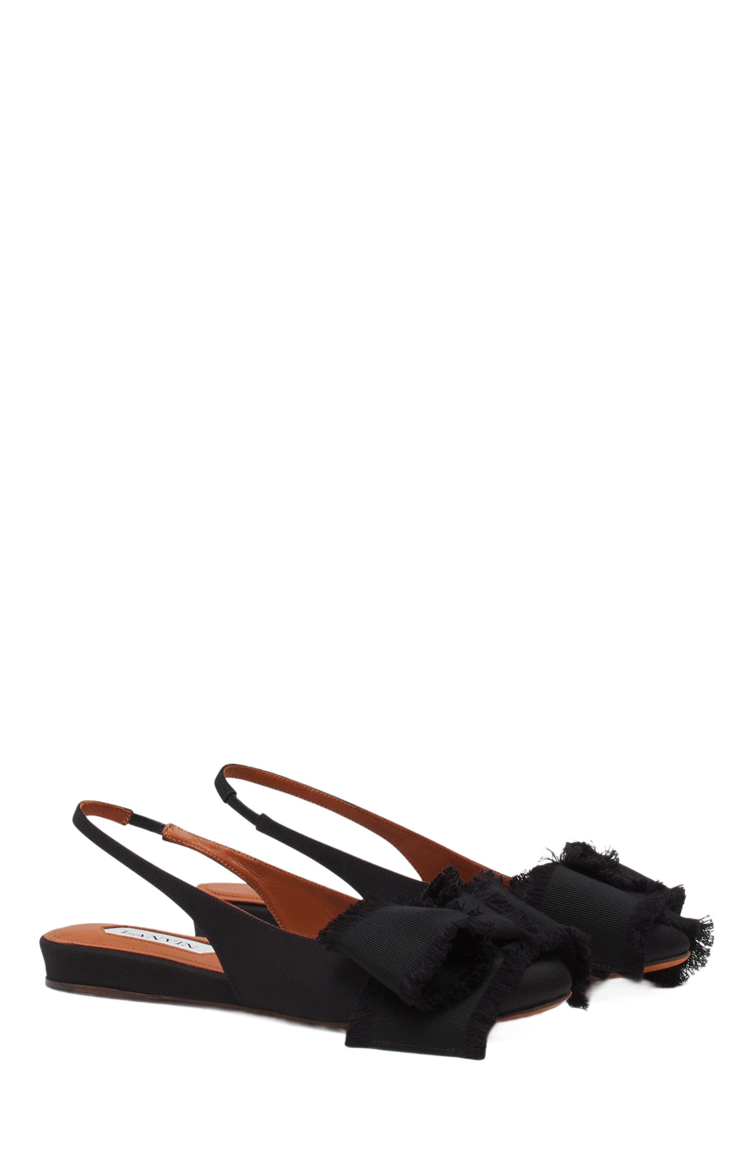 Lanvin Slingback Ballerina Flat In Satin, Alternate, color, Black