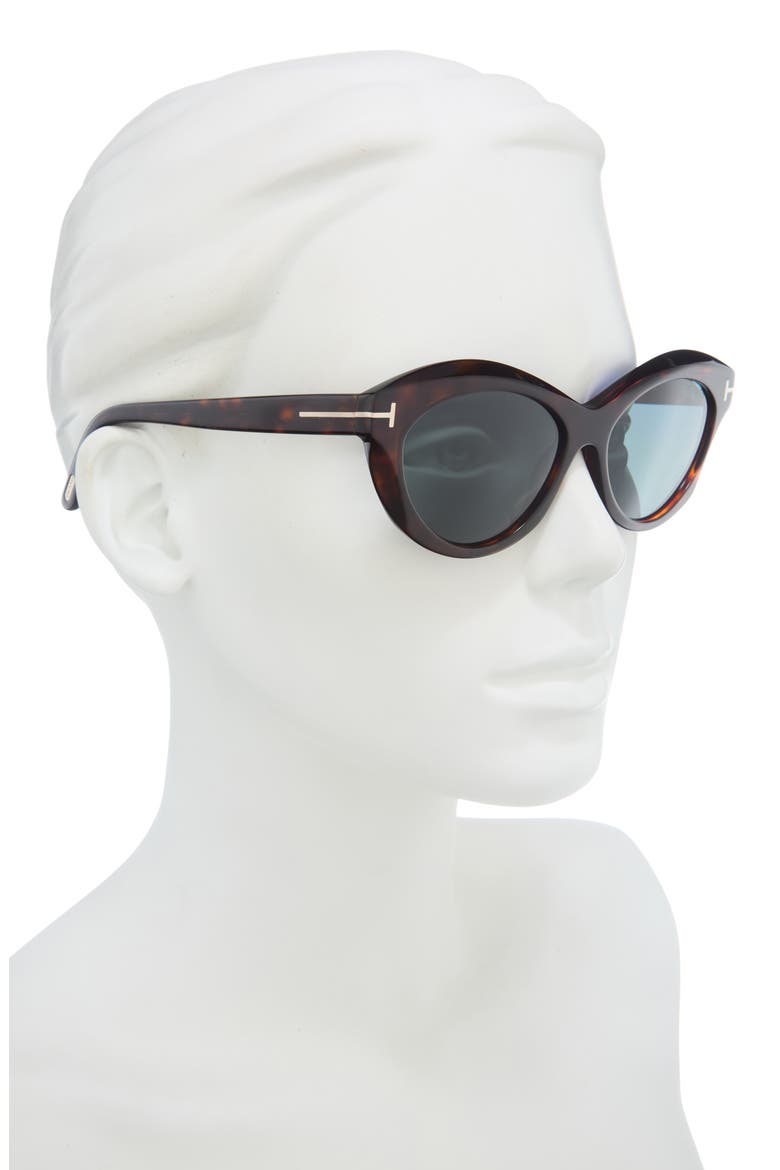 Toni 55mm Oval Sunglasses, Alternate, color, RED HAVANA / BLUE