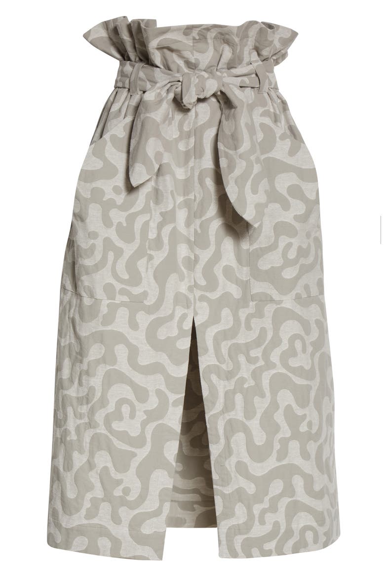 Kayleen Abstract Print Jacquard Organic Cotton Skirt, Alternate, color, GREY WHITE