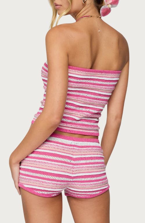 Edikted Nola Striped Textured Knit Strapless Top In Multi