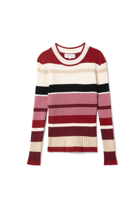 Knit Rib Stripped Top, Long Sleeve Crewneck (Little Kid & Big Kid)