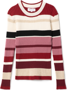 Charlotte & George Knit Rib Stripped Top, Long Sleeve Crewneck