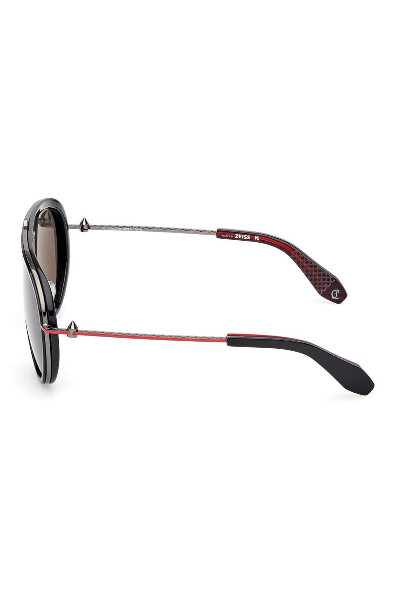 63mm Pilot Sunglasses, Alternate, color, BLACK / GUNMETAL RED ENAMEL