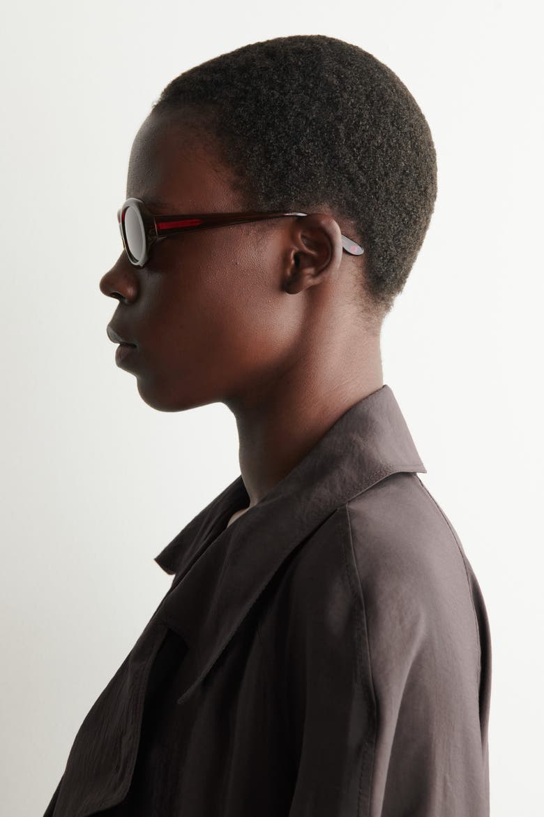Oval Sunglasses, Alternate, color, BORDEAUX