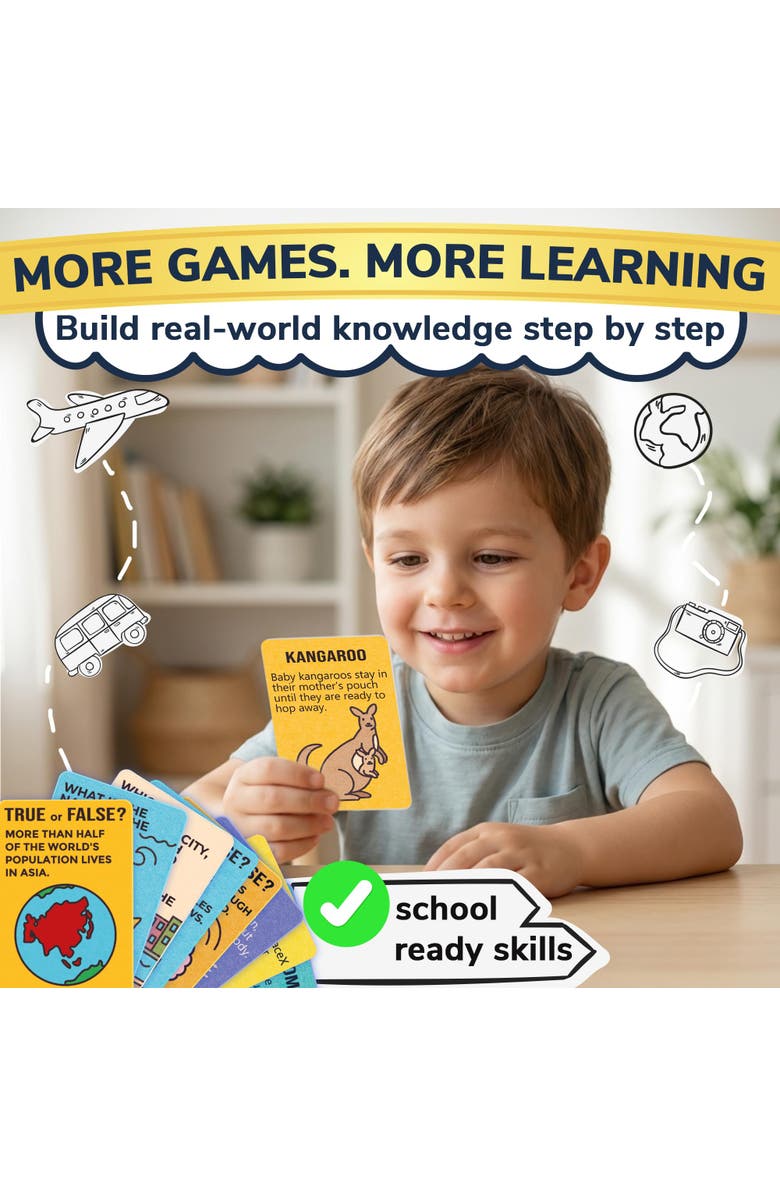 Quokka Kids Trivia Card Games - World, Space, History & Human Body, Alternate, color, 4 Set
